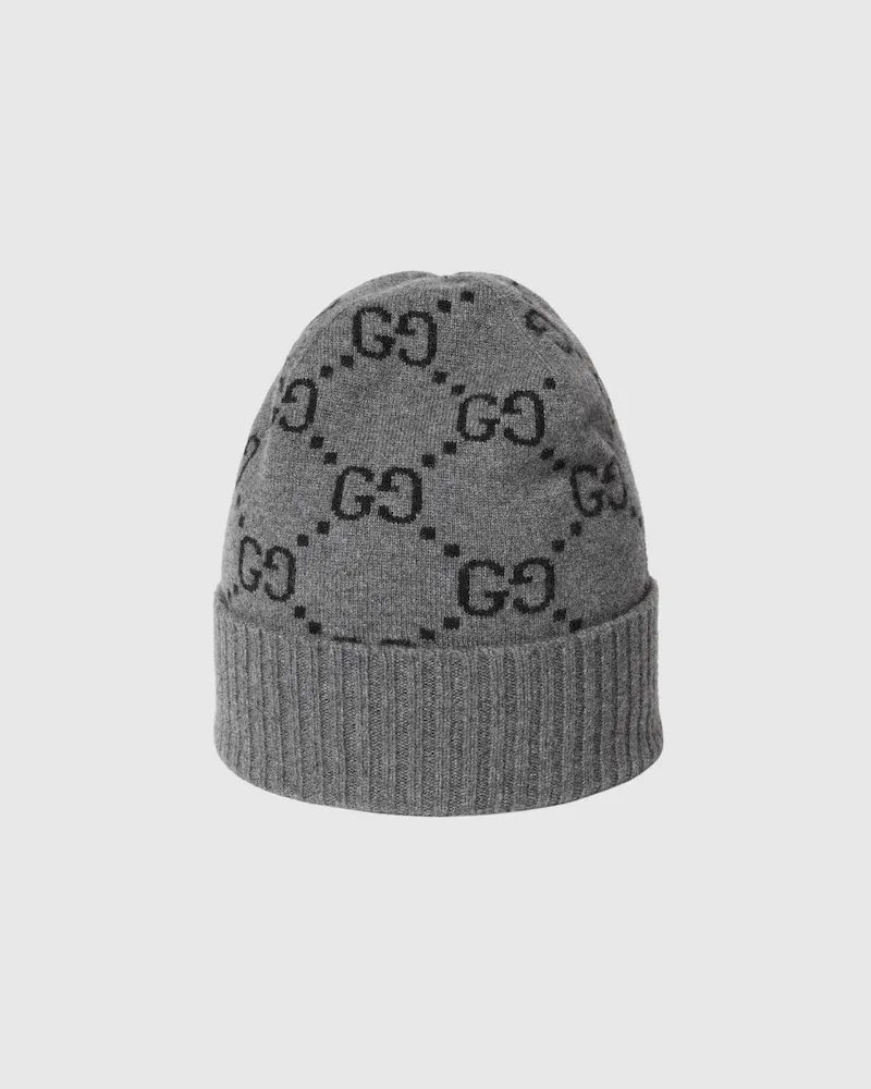 Gucci Mütze aus GG Kaschmir, Größe Grau