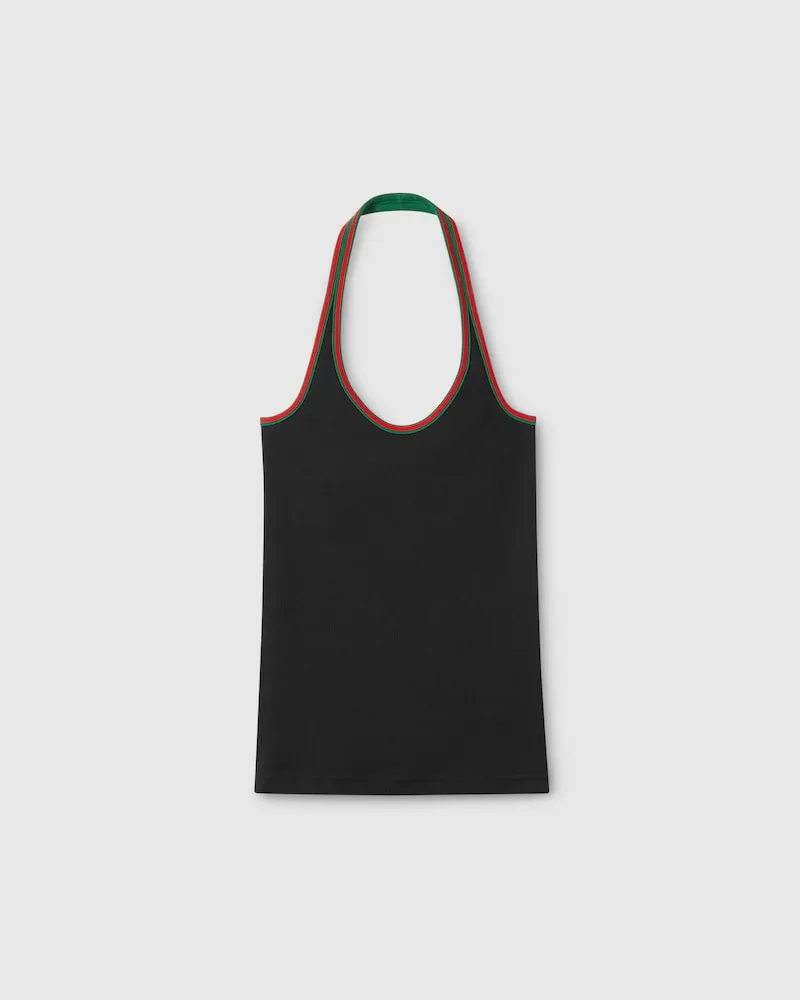 Gucci Tanktop aus Schwerer, Gerippter Baumwolle, Größe Schwarz