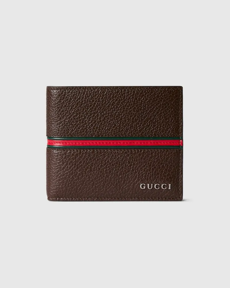 Gucci Faltbrieftasche mit Web Braun