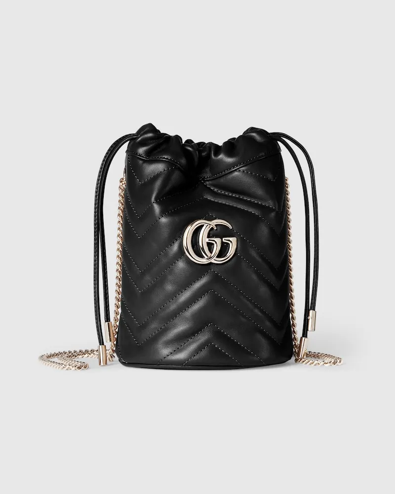 Gucci Kleine GG Marmont Bucket Bag Schwarz