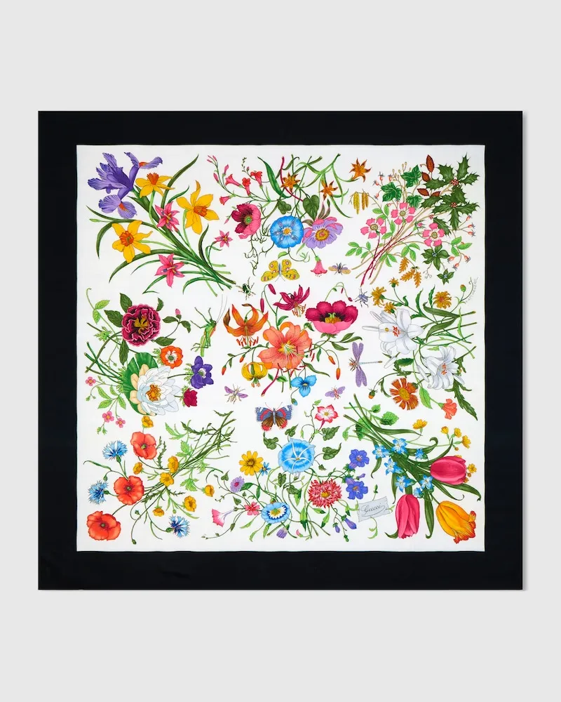 Gucci Halstuch aus Wolle Und Seide mit Print Schwarz