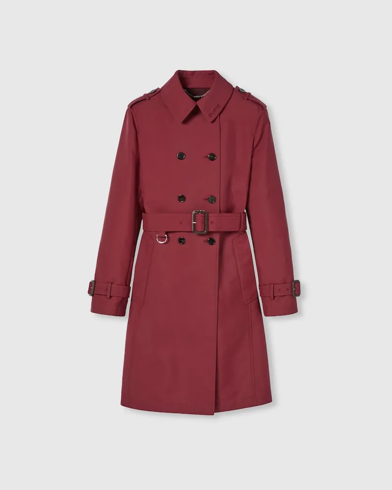 Gucci Trenchcoat aus Gabardine-Doppelgewebe, Größe Bordeauxrot