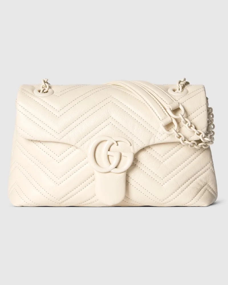 Gucci Kleine GG Marmont Schultertasche Weiß