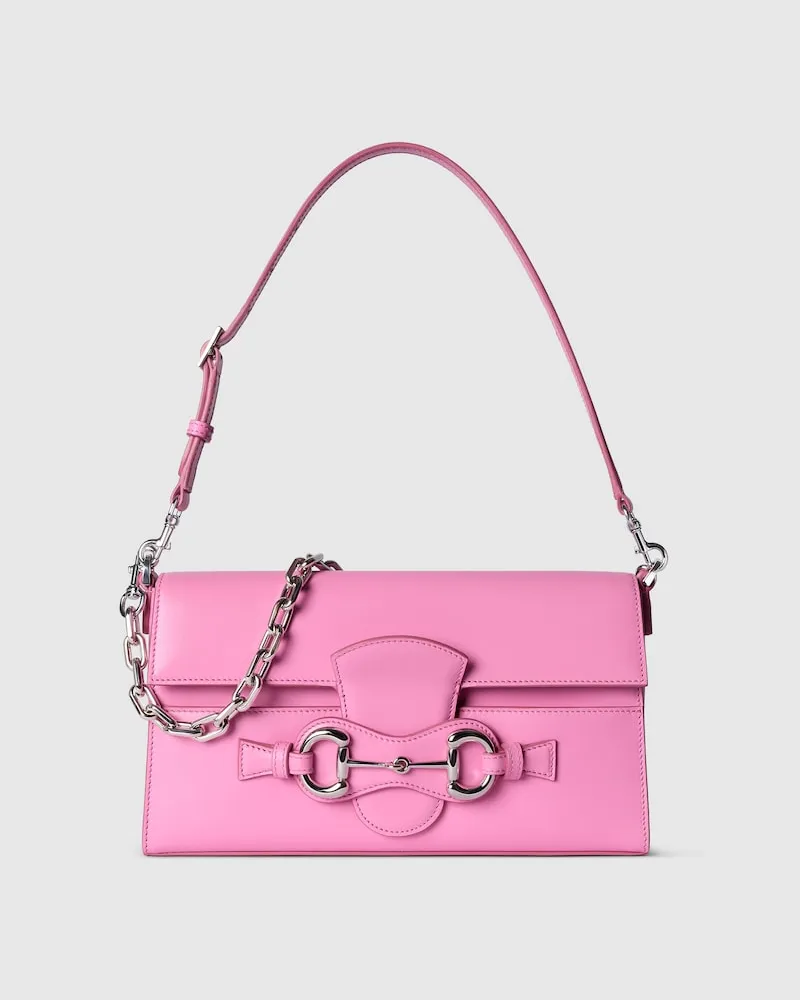 Gucci Mittelgroße Horsebit Ristretto Schultertasche Pink
