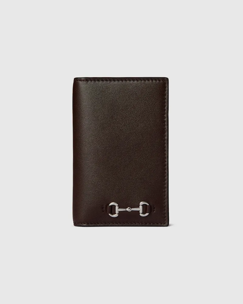 Gucci Längliches Kartenetui Mit Horsebit Braun