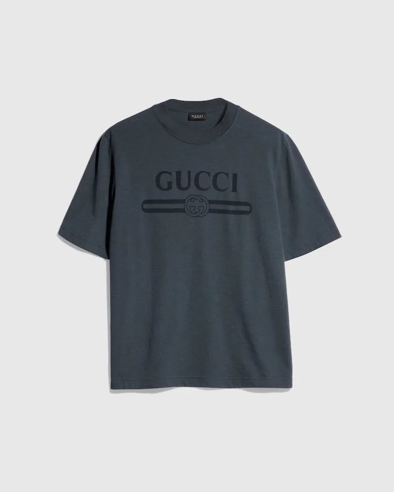 Gucci Cotton Jersey T-shirt With Devoré Detail, Größe Grau