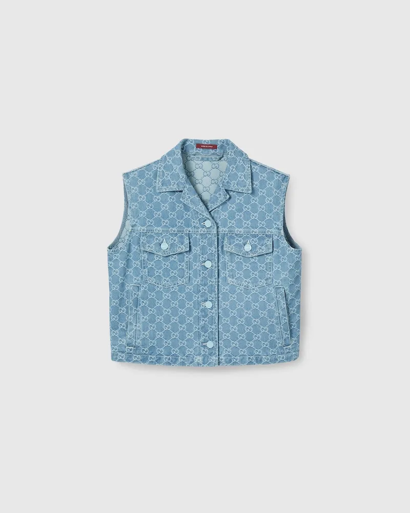 Gucci Weste aus GG Denim-Jacquard, Größe Blau