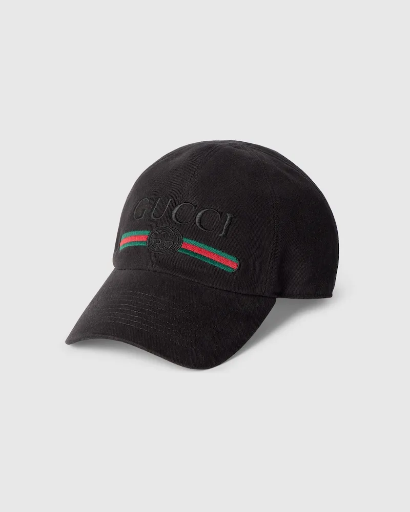 Gucci Baseballkappe aus Baumwolle mit Stickerei, Größe Schwarz