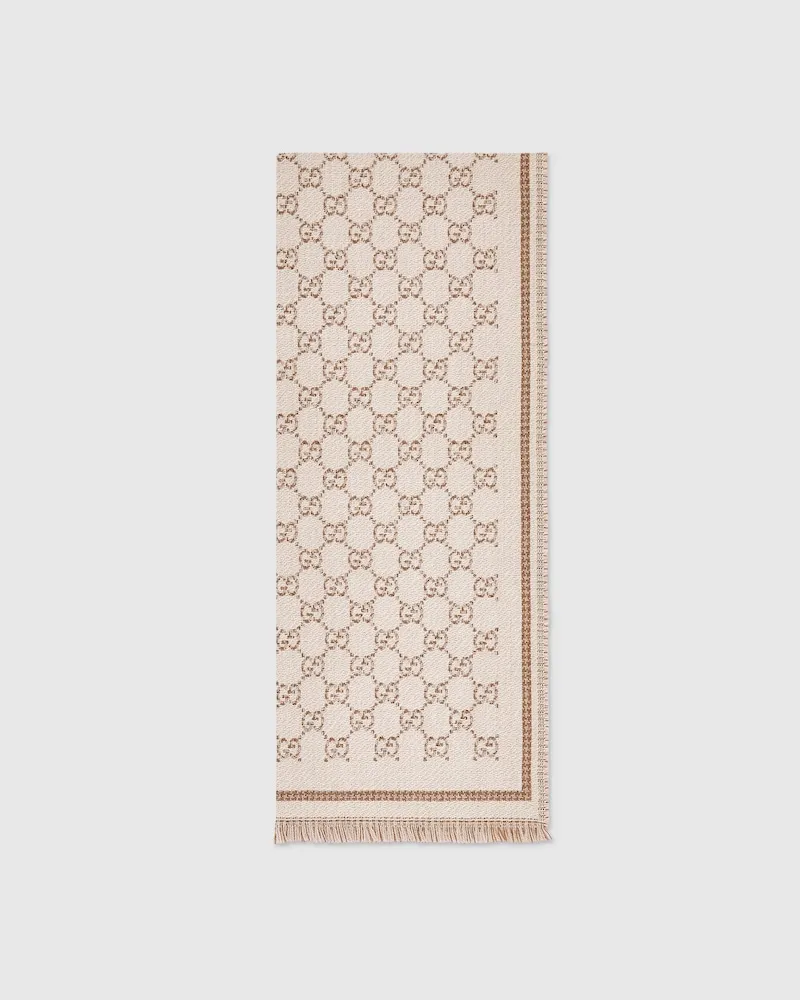 Gucci Schal aus GG Wolle Beige