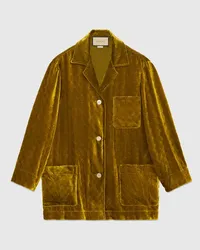 Gucci Bluse Aus Dévoré-Samt Mit GG Gold