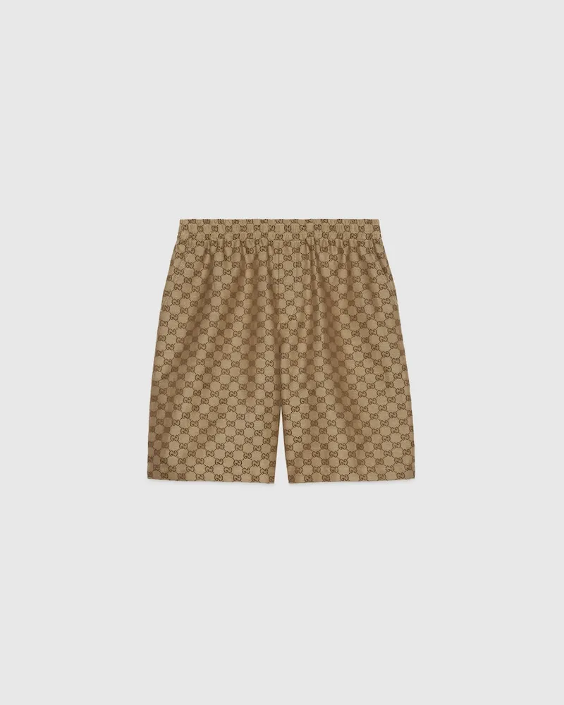 Gucci Shorts aus GG Supreme-Leinen, Größe Braun