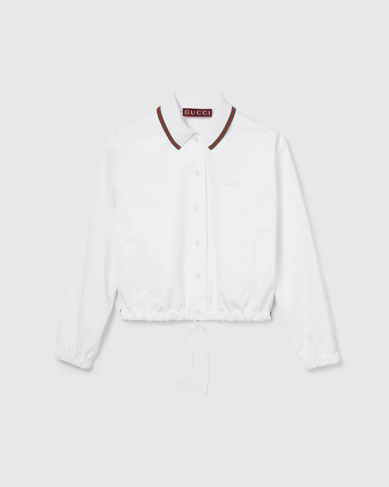 Gucci Bluse aus Baumwollpopeline Mit Kordelzug, Größe Weiß
