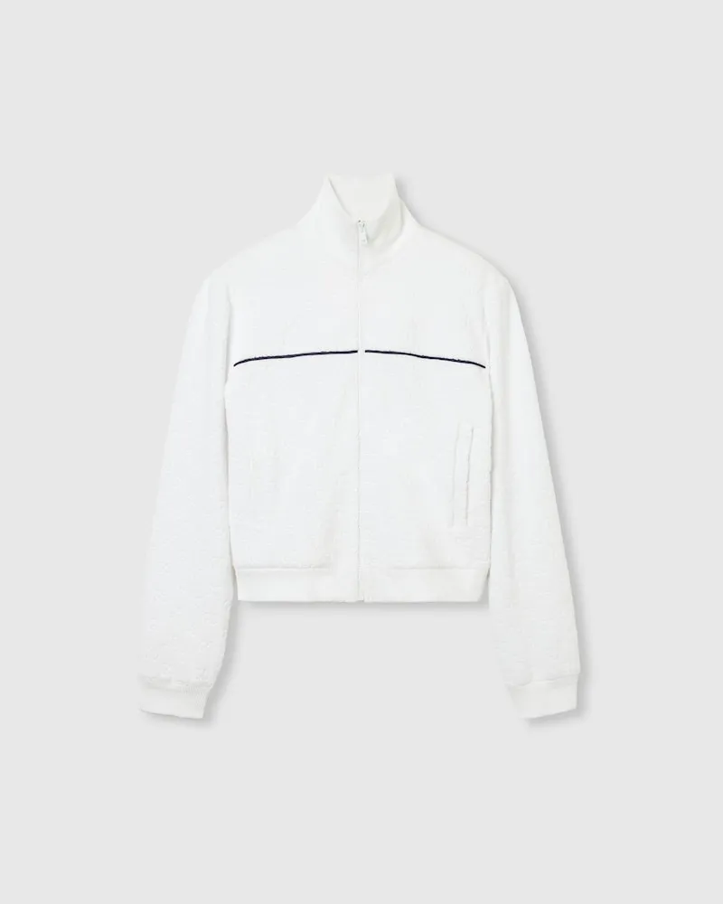 Gucci Jacke aus GG Baumwollfrottee Mit Reißverschluss, Größe Weiß