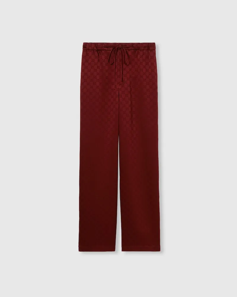 Gucci Hose aus GG Satin, Größe Bordeauxrot