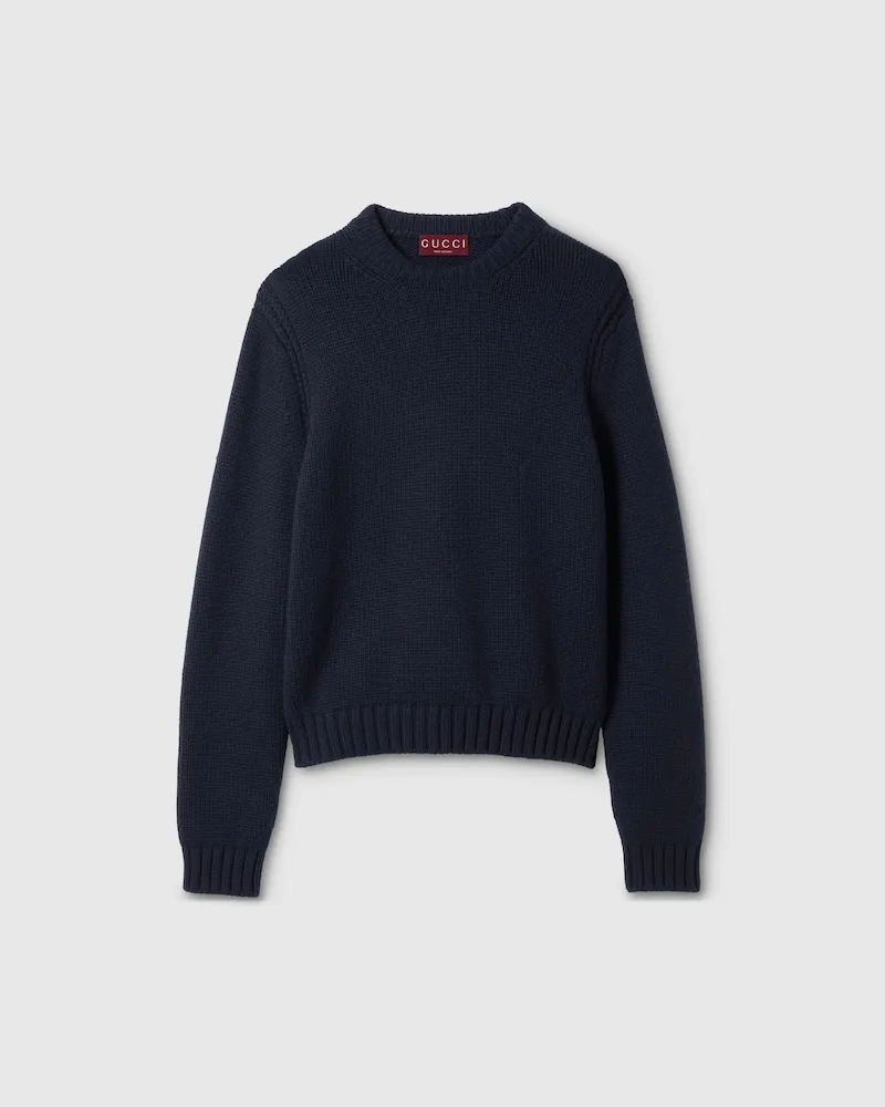 Gucci Pullover aus Kaschmirstrick Mit Stickerei, Größe Blau