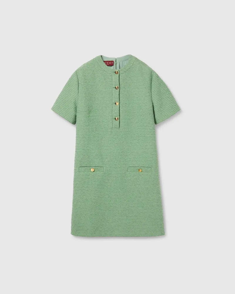 Gucci Minikleid aus Baumwoll-Bouclé, Größe Grün