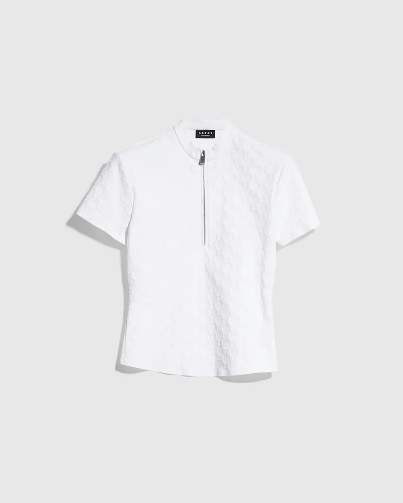 Gucci T-Shirt aus GG Jersey-Jacquard, Größe Weiß