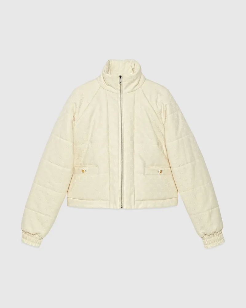Gucci Bomberjacke aus GG Canvas, Größe Weiß