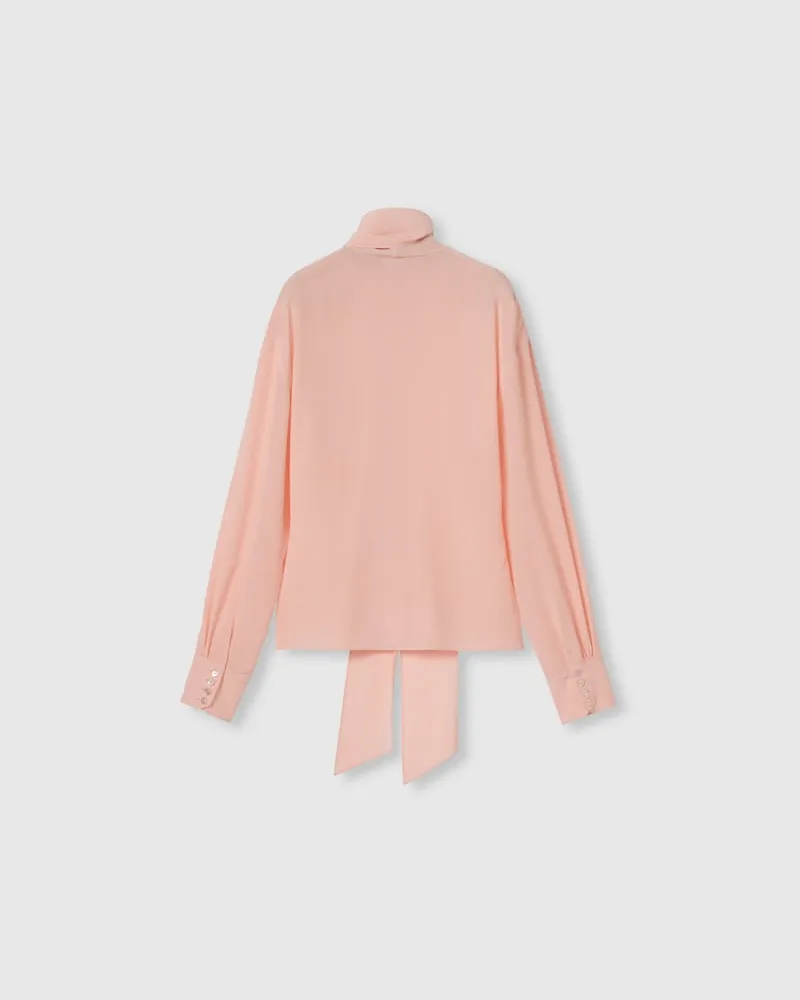 Gucci Bluse aus Crêpe De Chine Mit Halsschleife, Größe Pink