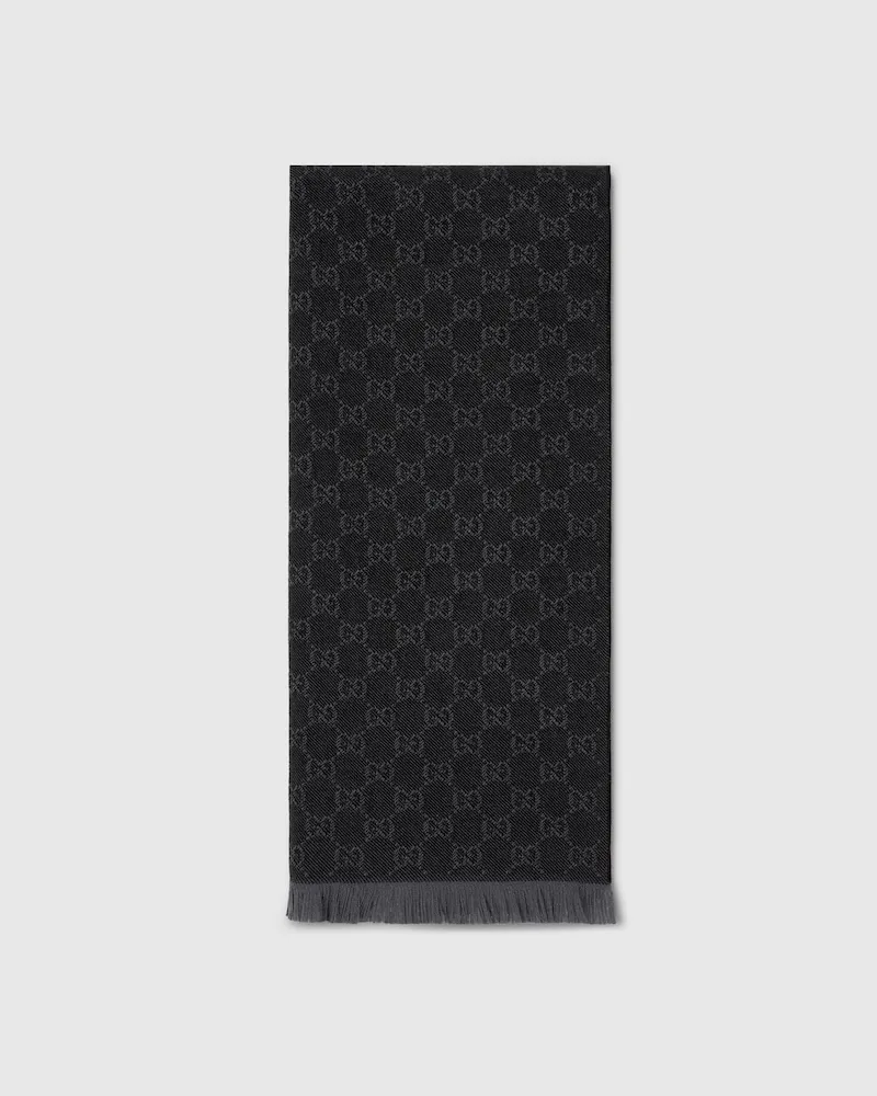 Gucci Schal aus GG Wolle Schwarz