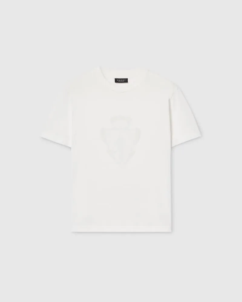 Gucci T-Shirt aus Baumwolljersey Mit Wappen, Größe Weiß