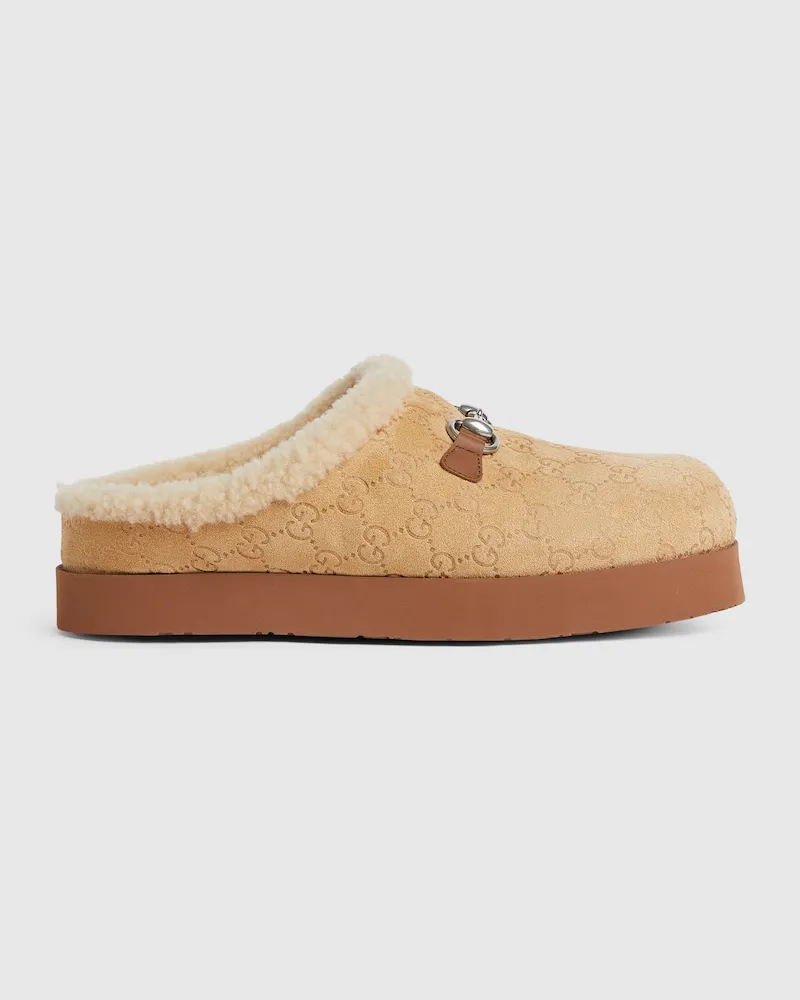 Gucci Men's Mule With Horsebit, Größe Beige