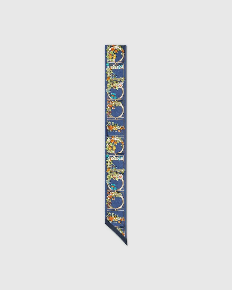 Gucci Band aus Seidentwill Mit Print Blau