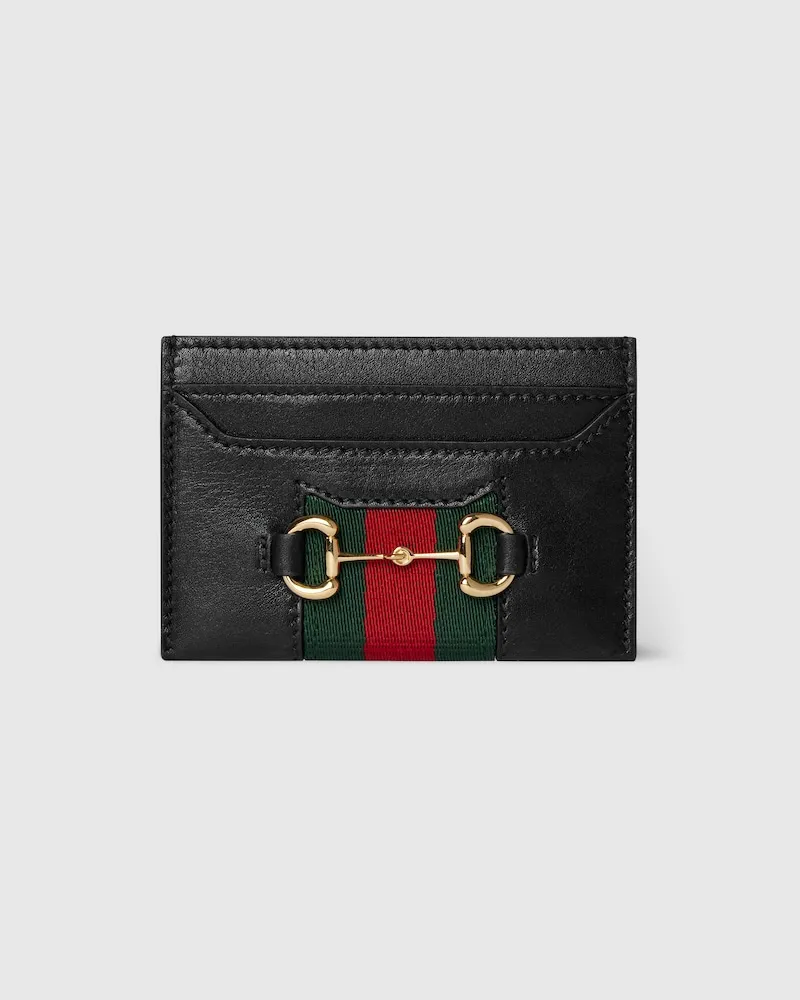 Gucci Porte-cartes Horsebit Web Noir