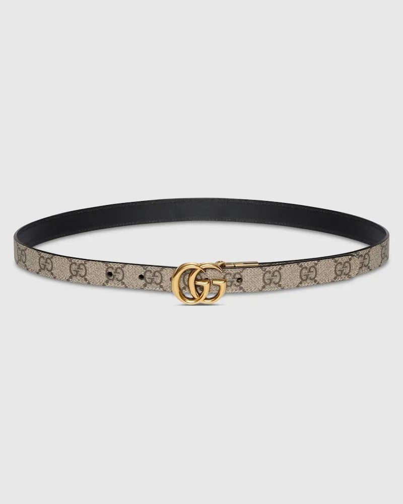 Gucci Schmaler, Wendbarer GG Marmont Gürtel, Größe 95 Beige