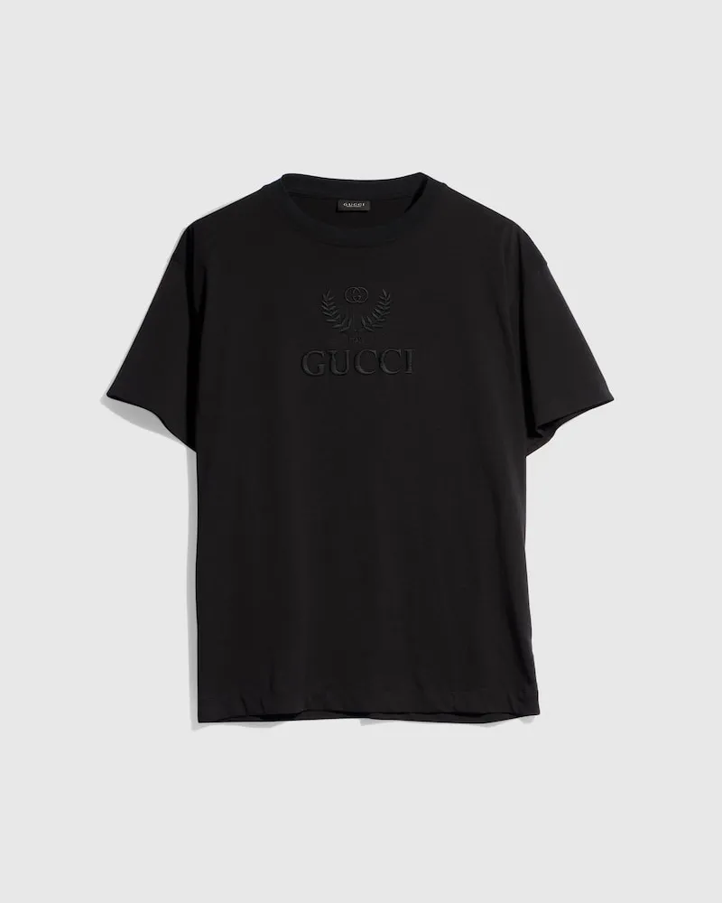 Gucci Cotton Jersey T-shirt With Embroidery, Größe Schwarz