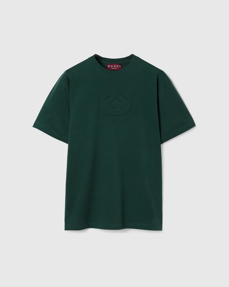 Gucci T-Shirt aus Baumwolljersey Mit Stickerei, Größe Grün