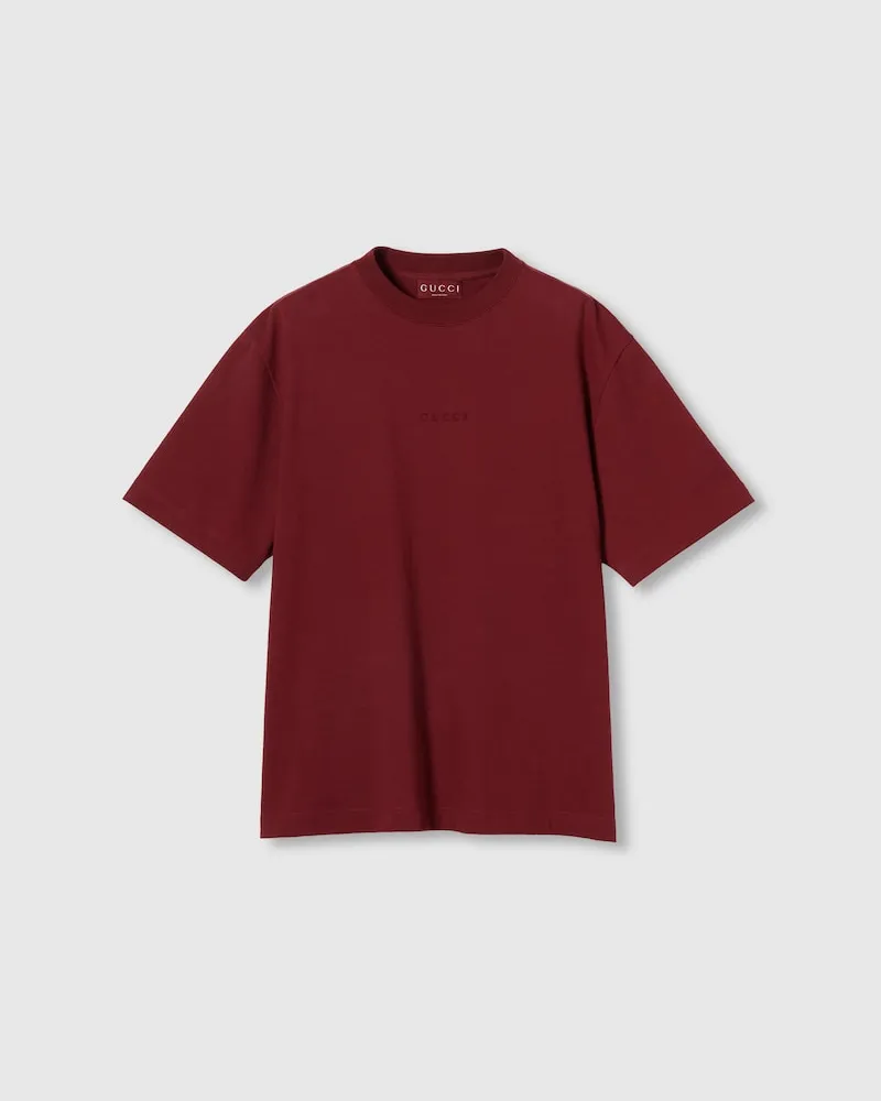 Gucci T-Shirt aus Baumwolljersey Mit Stickerei, Größe Rot