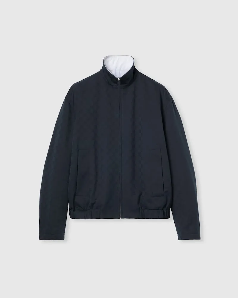 Gucci Wendbare Jacke aus Baumwollgabardine Mit Reißverschluss, Größe Blau