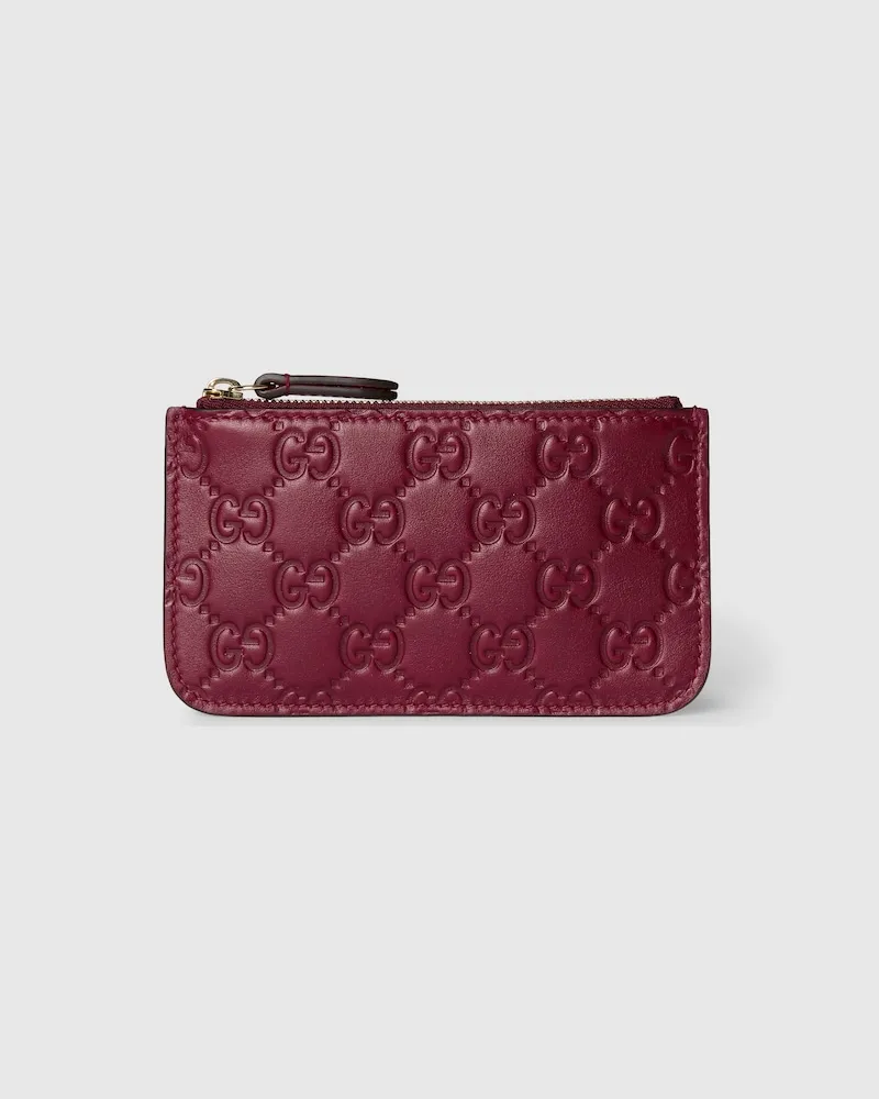 Gucci GG Emblem Schlüsseltäschchen Bordeauxrot