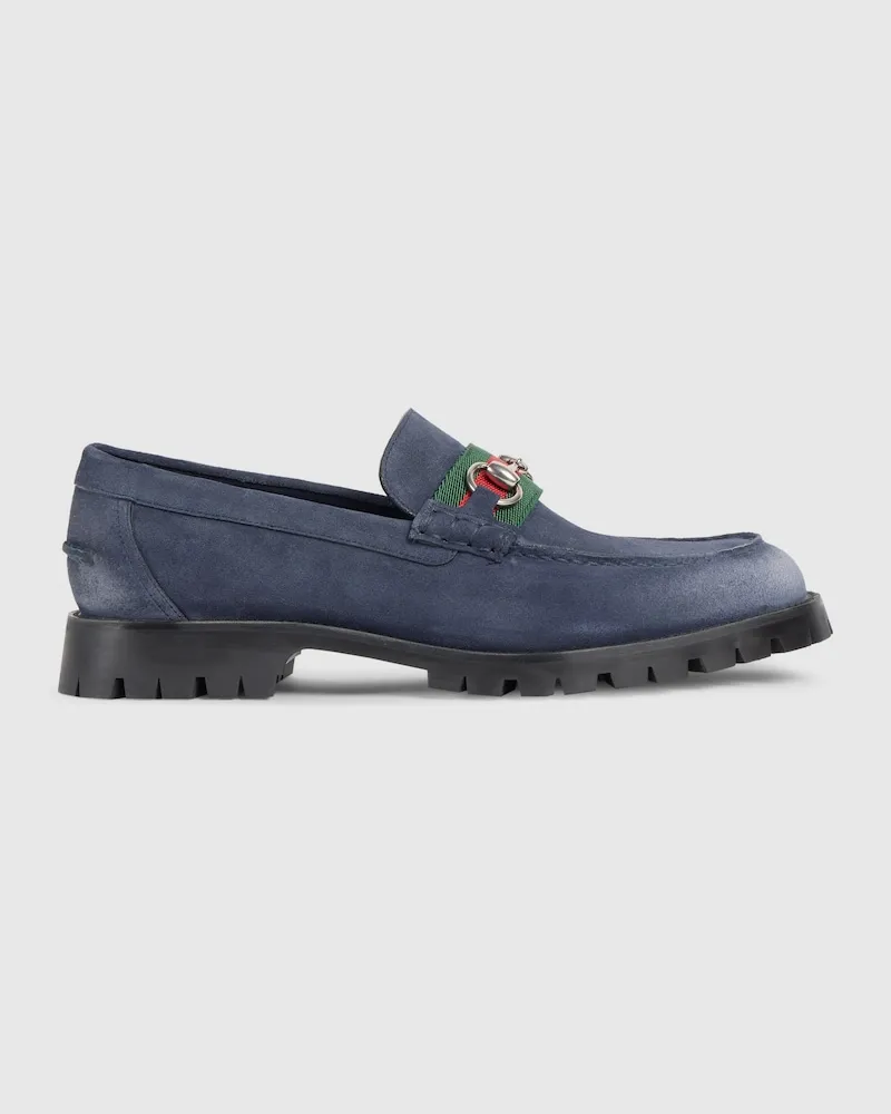 Gucci Herrenloafer mit Horsebit Und Profilsohle Blau