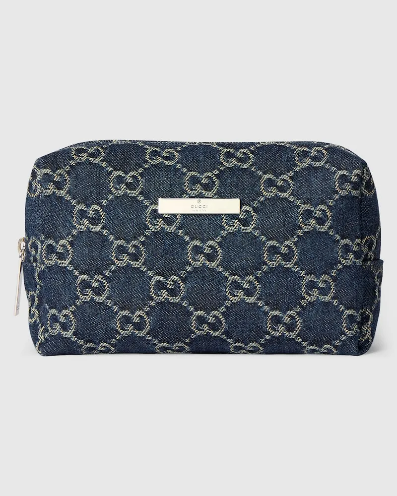 Gucci Pochette Cosmétique Moyen Format Avec Plaque Bleu