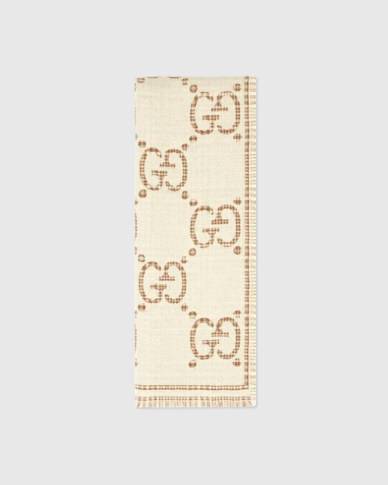 Gucci Schal aus GG Wolljacquard Beige