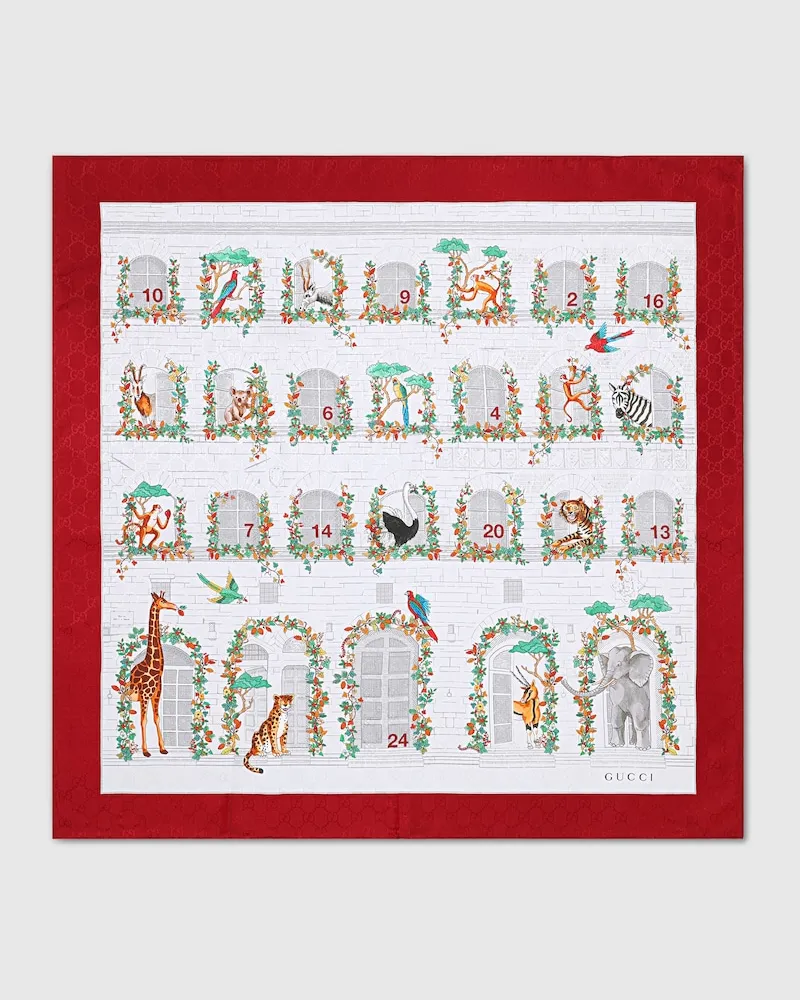 Gucci Vierecktuch aus Seidentwill Mit Print Grau