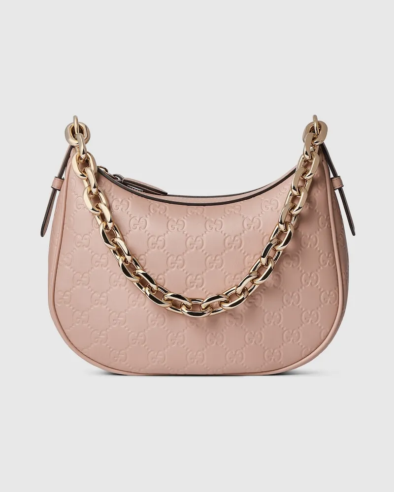 Gucci Mittelgroße GG Emblem Schultertasche Braun