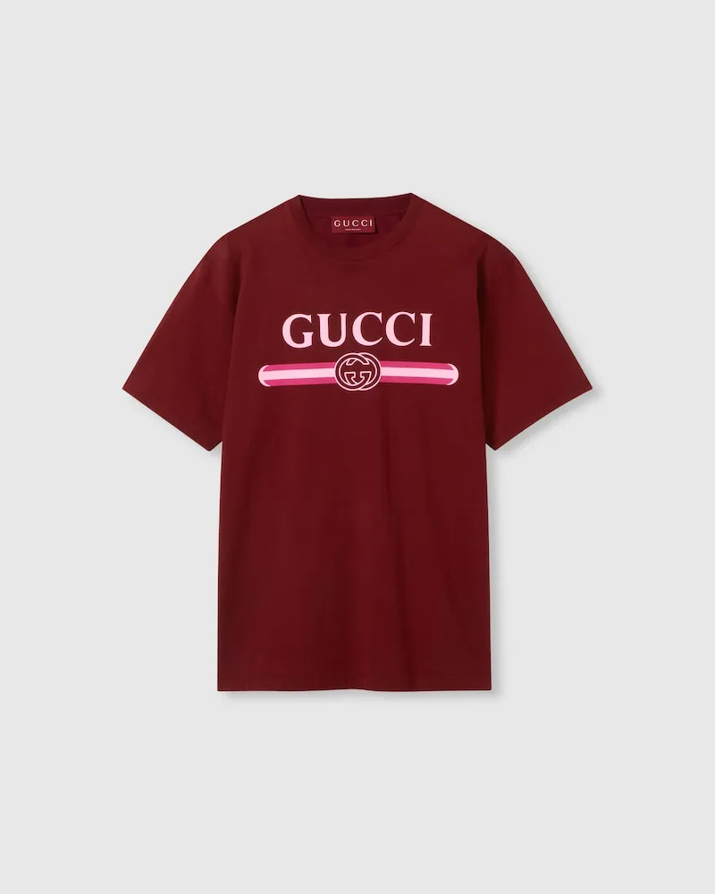 Gucci T-Shirt aus Baumwolljersey Mit Print, Größe Rot