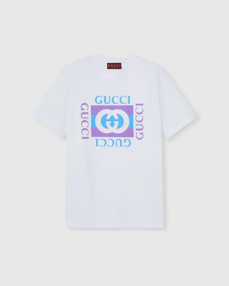 Gucci T-Shirt aus Baumwolljersey Mit Print, Größe Weiß