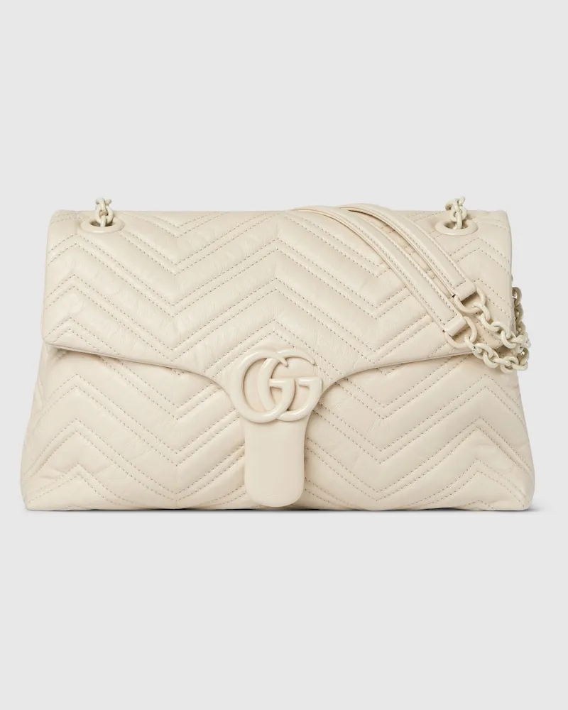 Gucci Mittelgroße GG Marmont Schultertasche Weiß