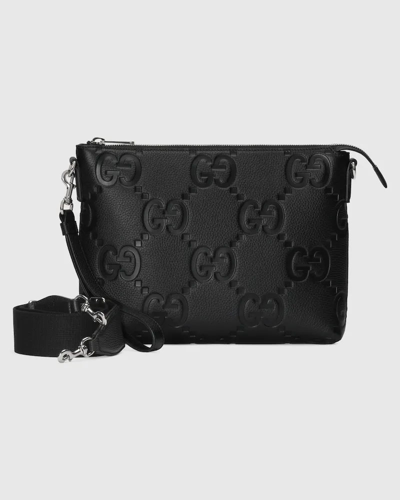 Gucci Mittelgroße Umhängetasche Mit Jumbo GG Schwarz