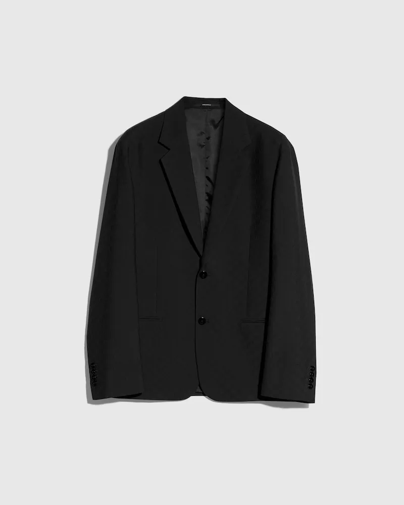 Gucci Einreihiges Jackett aus GG Wolle Schwarz