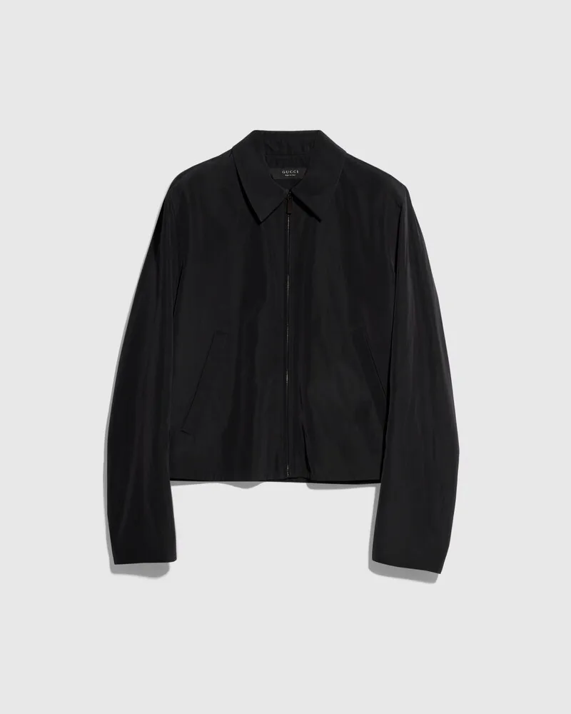 Gucci Jacke aus Baumwoll-Azetat-Faille mit Reißverschluss, Größe Schwarz