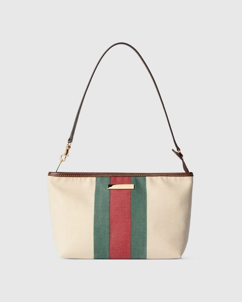 Gucci Kleine Pouch mit Riemen Und Web Schwarz