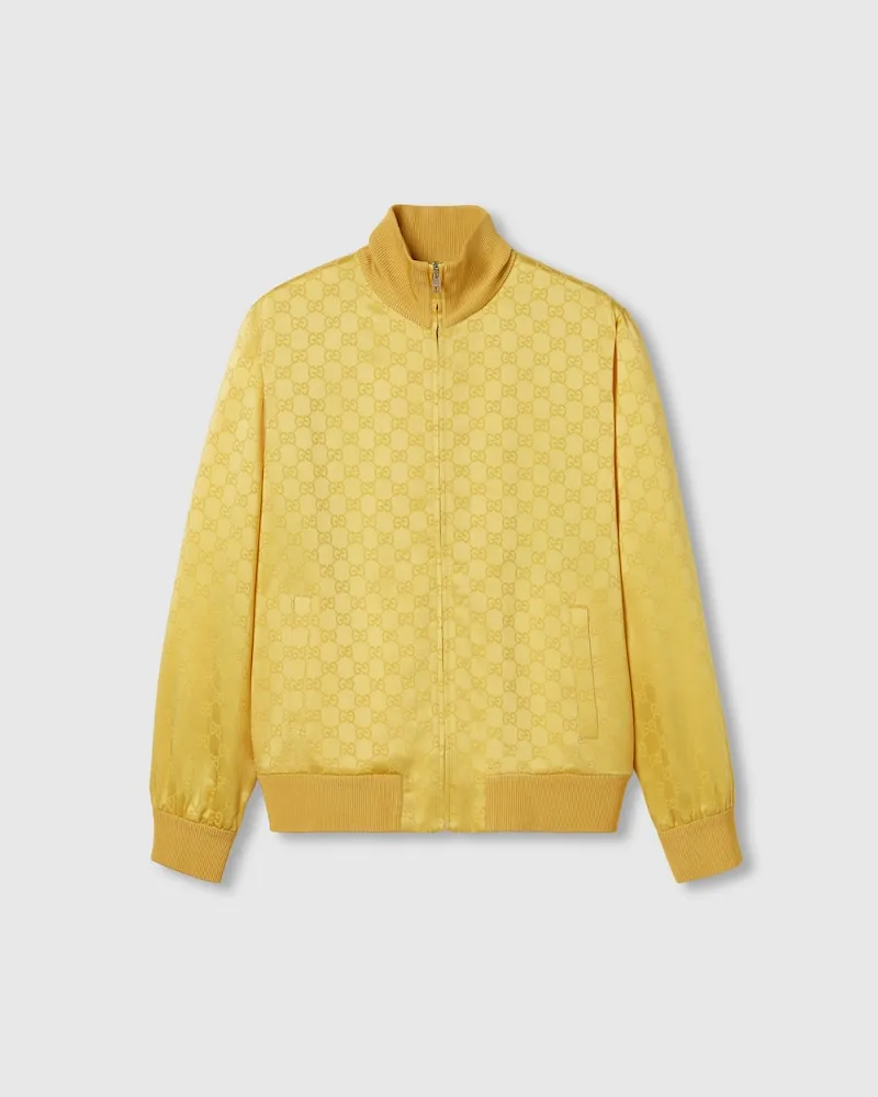 Gucci Jacke aus GG Jacquard Mit Reißverschluss, Größe Gelb