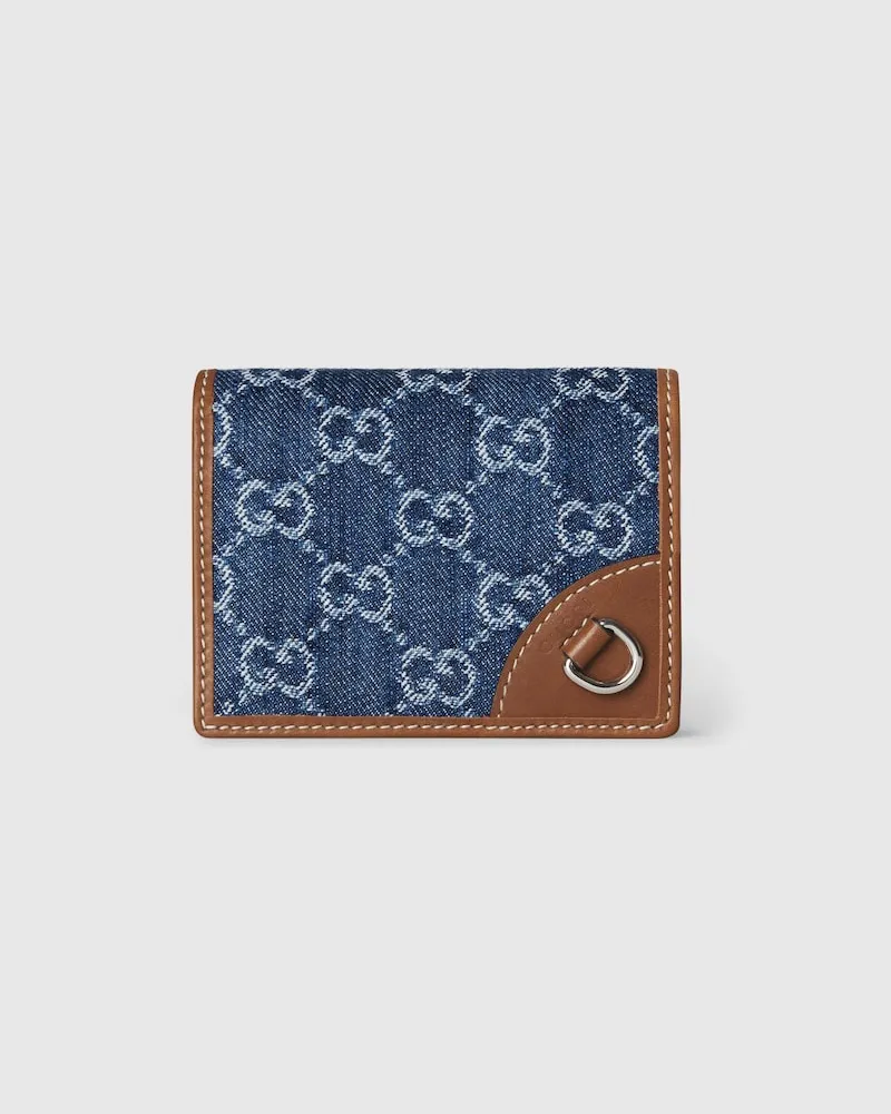 Gucci Kleine GG Emblem Brieftasche Blau