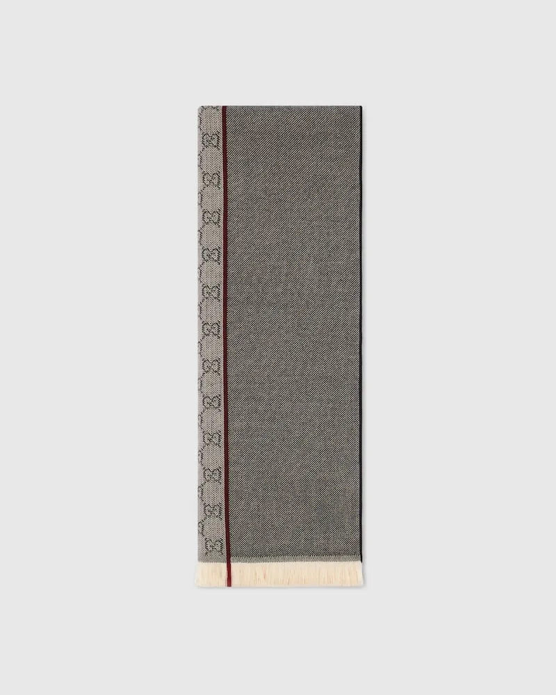 Gucci Schal aus GG Wolljacquard Grau