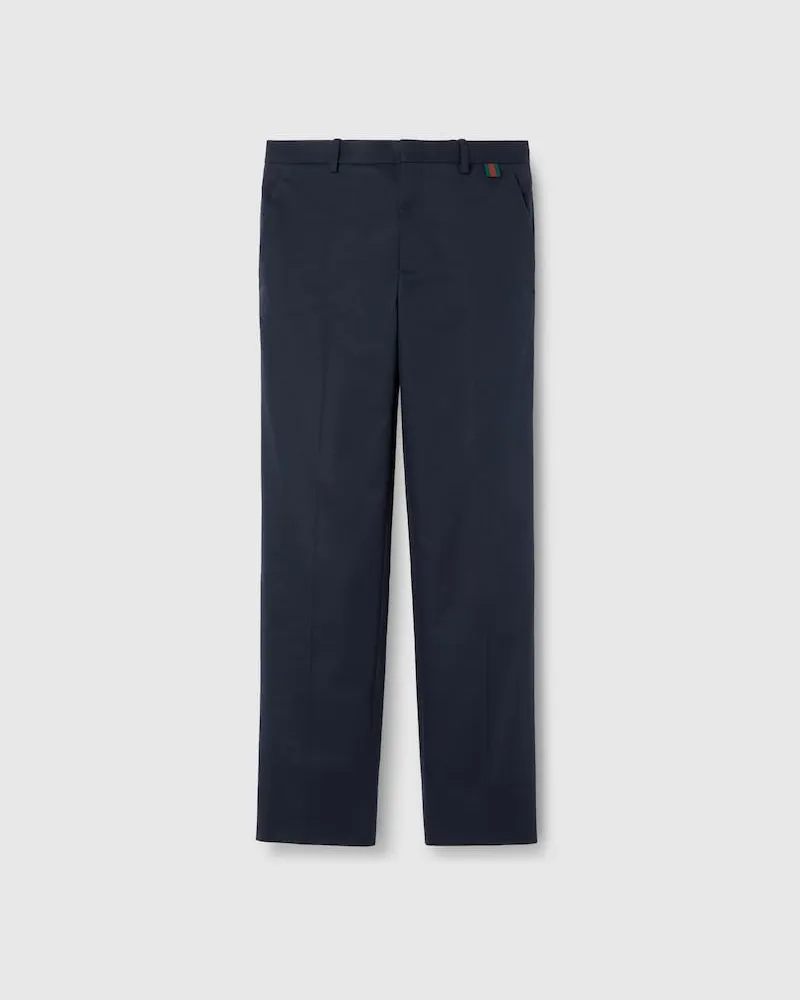 Gucci Hose aus Baumwolltwill-Doppelgewebe Mit Web, Größe Blau